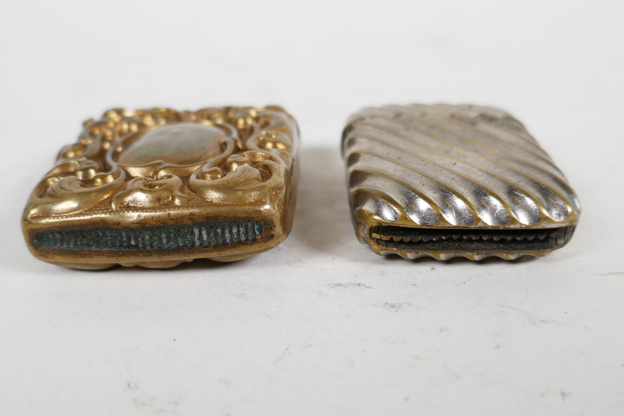 Three decorative Victorian and early C20th match safe vesta cases; one silver plated and topped with - Image 8 of 8