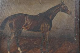 A two sided equestrian portrait, in an oak frame, the horses named indistinctly, C19th, oil on