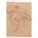Jacques Villon, red chalk sketch, study of a boy's head, after the classical, 6½" x 7", signed