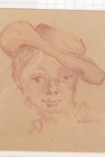Jacques Villon, red chalk sketch, study of a boy's head, after the classical, 6½" x 7", signed