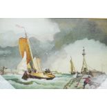 A.W. Moore, maritime scene, dated '74, watercolour, 19" x 13"