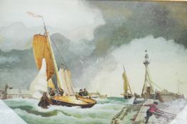 A.W. Moore, maritime scene, dated '74, watercolour, 19" x 13"