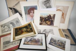 A quantity of C19th prints, engravings and book plates