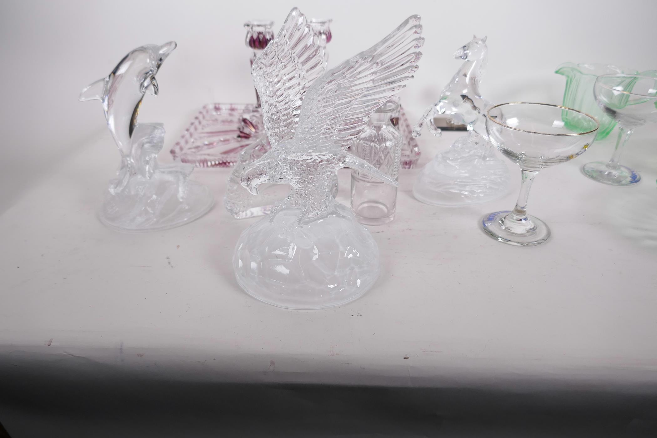 A collection of glassware including dolphin, horse and eagle figures, two colour dressing table - Image 5 of 5