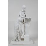 A painted spelter figure, A/F, 13" high