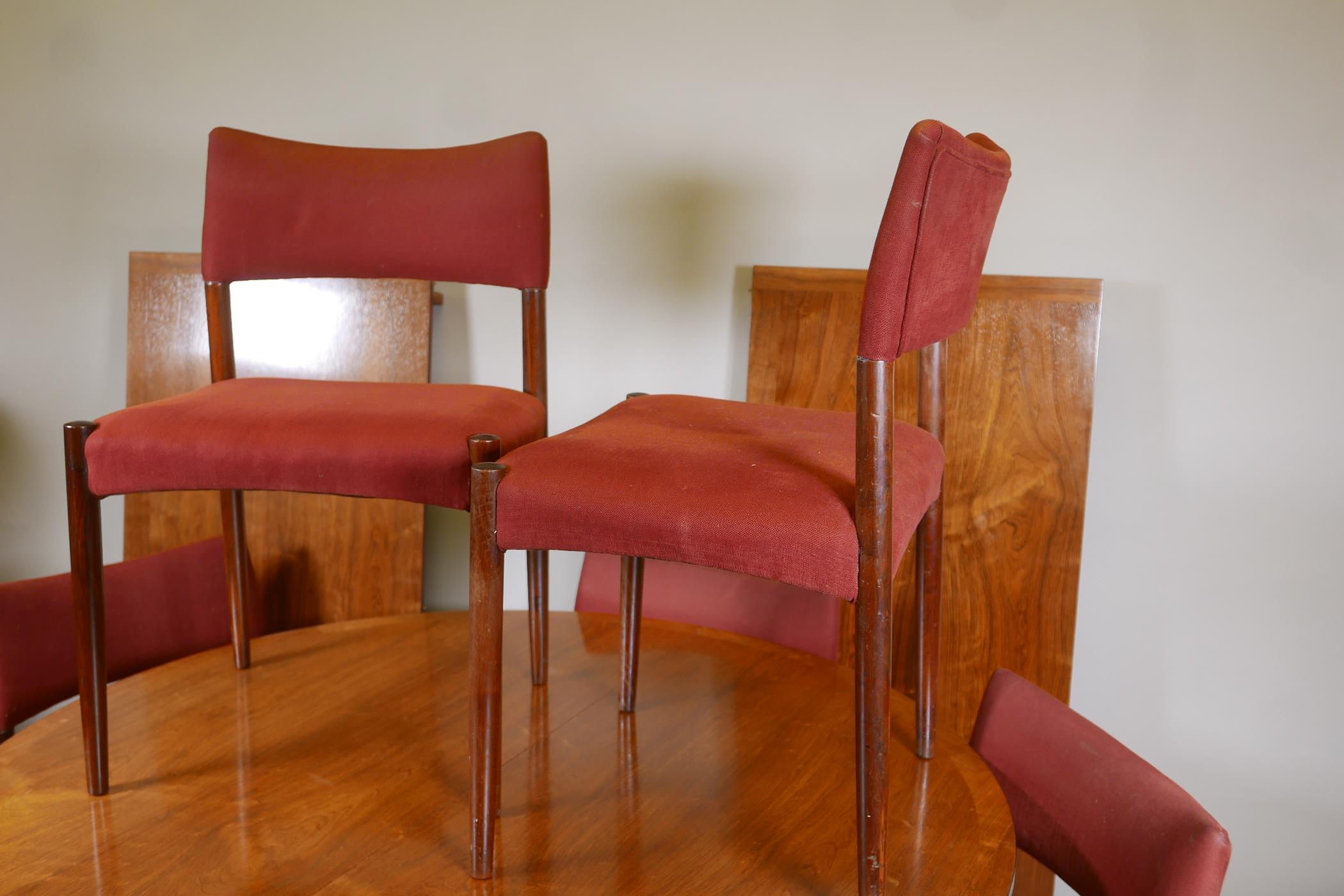 A mid century rosewood extending dining table and six chairs by C.J. Rosengaarden, with two - Image 6 of 7