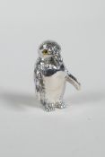 A sterling silver penguin, 1" high