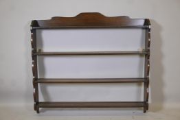 An oak four tier hanging Delft rack, 48" x 44"