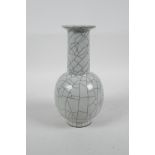A Chinese crackleware pottery vase, 8" high