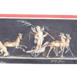 Cherubs and deer, from a frieze at Pompeii, watercolour and gouache, signed, 10" x 4"