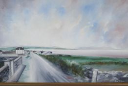 Anne O' Hara, Irish coastal landscape, titled 'Ballybunion', signed, oil on canvas, 30" x 18"