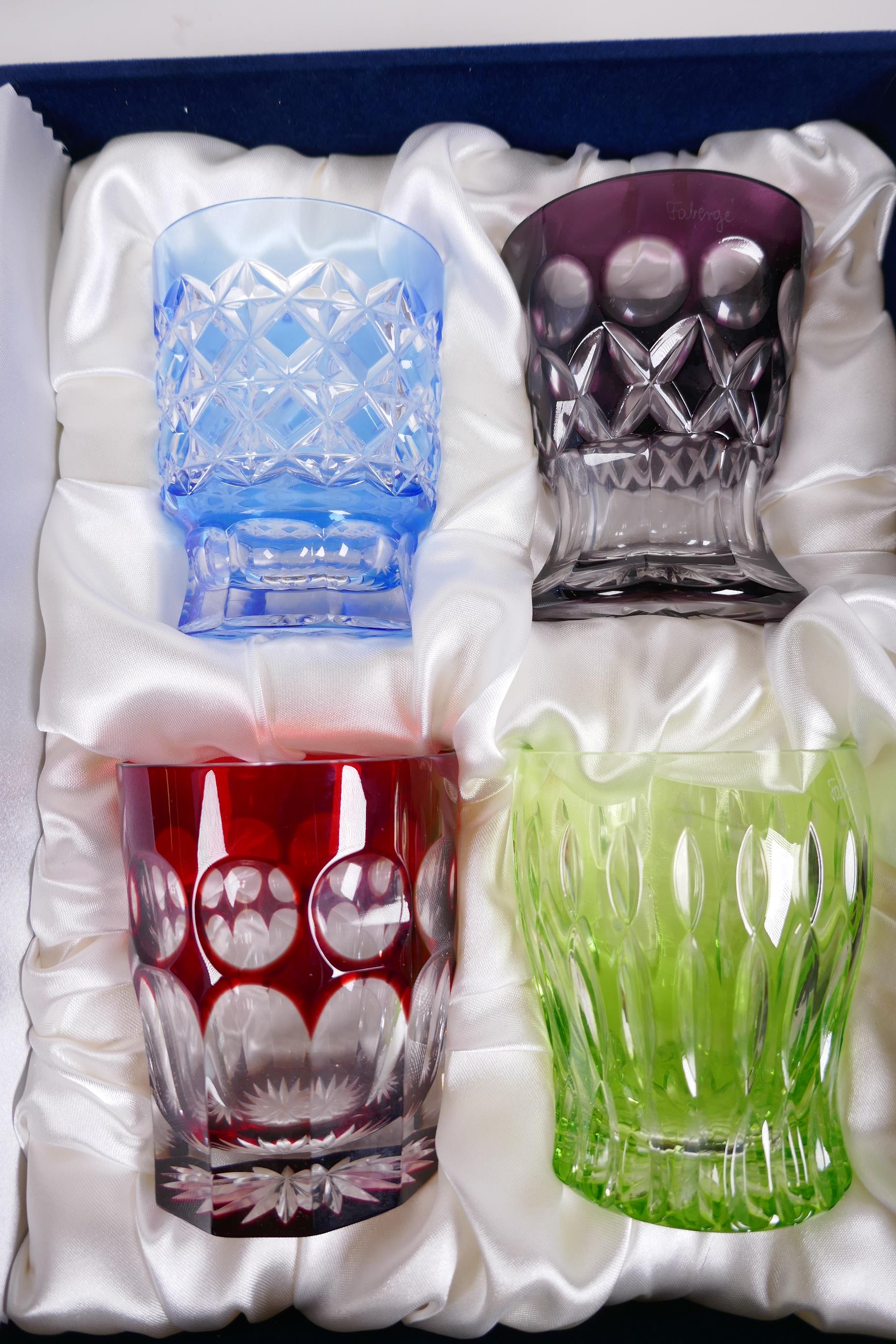 Faberge - a harlequin set of four cut glass tumblers, in a presentation box - Image 2 of 3