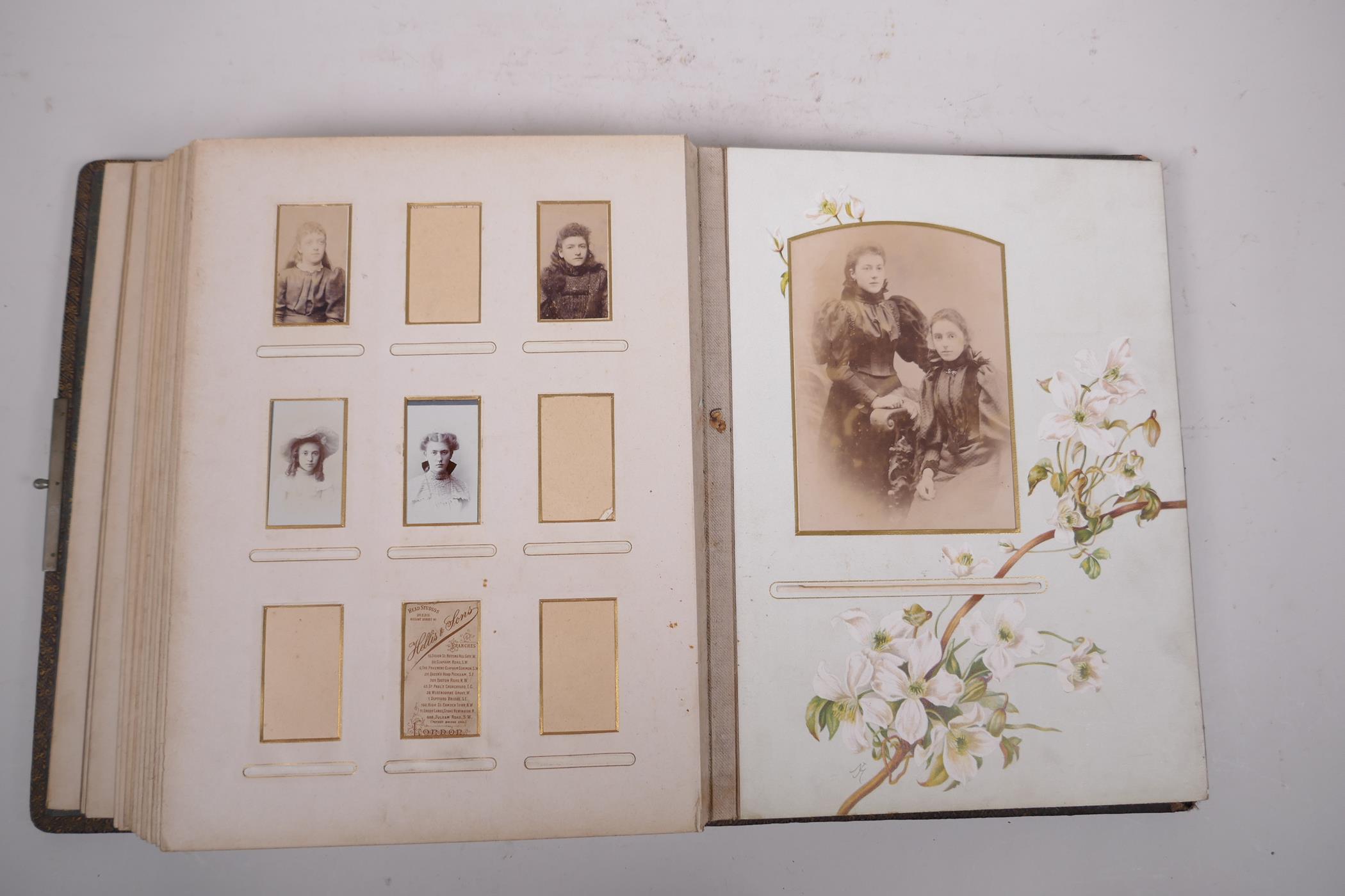 A late C19th/early C20th German leather bound photograph album containing portrait photos from the - Image 5 of 7