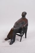 A bronze figure of Chairman Mao, seated, 7" high