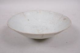 A Song dynasty glazed porcelain shallow bowl, A/F, 6¼" diameter