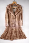 A lady's full length fur coat (mink), from Charles Moss Furs, approximate size 14, 43" long