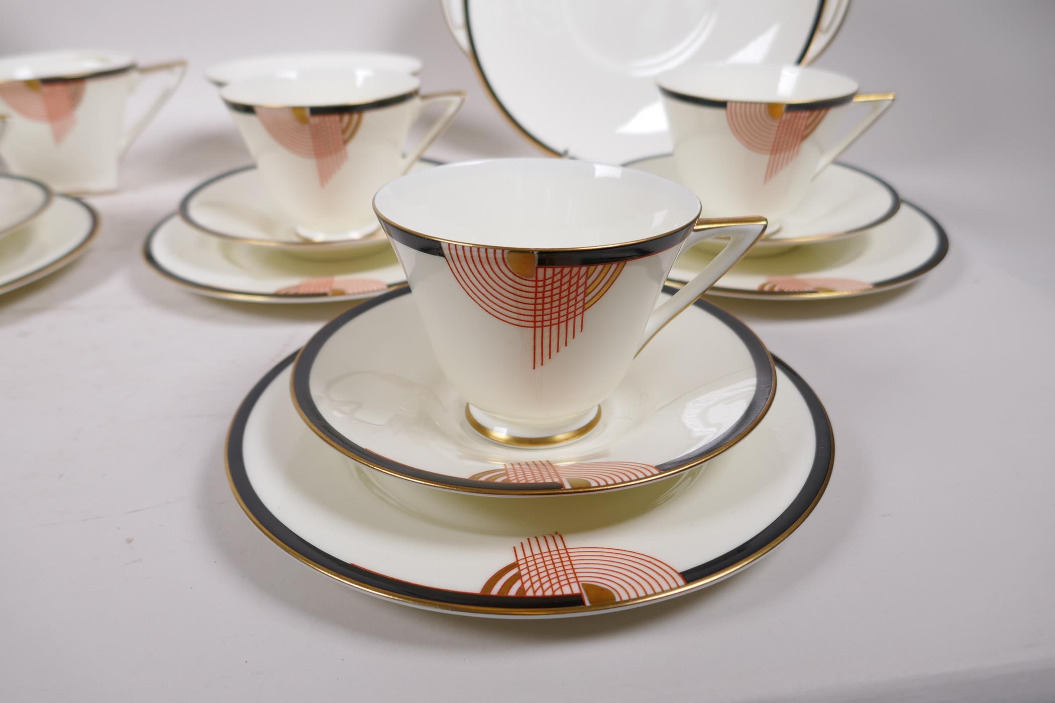 A six setting Royal Doulton 'Tango' pattern tea service to include cups, saucers, cake plates, - Image 2 of 9