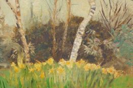 Landscape with spring flowers, bears signature Eliot Hodgkin, oil on board, 12½" x 16". Note; The