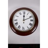 A C20th circular wall clock with single train fusee movement, the dial with Royal ER crest and