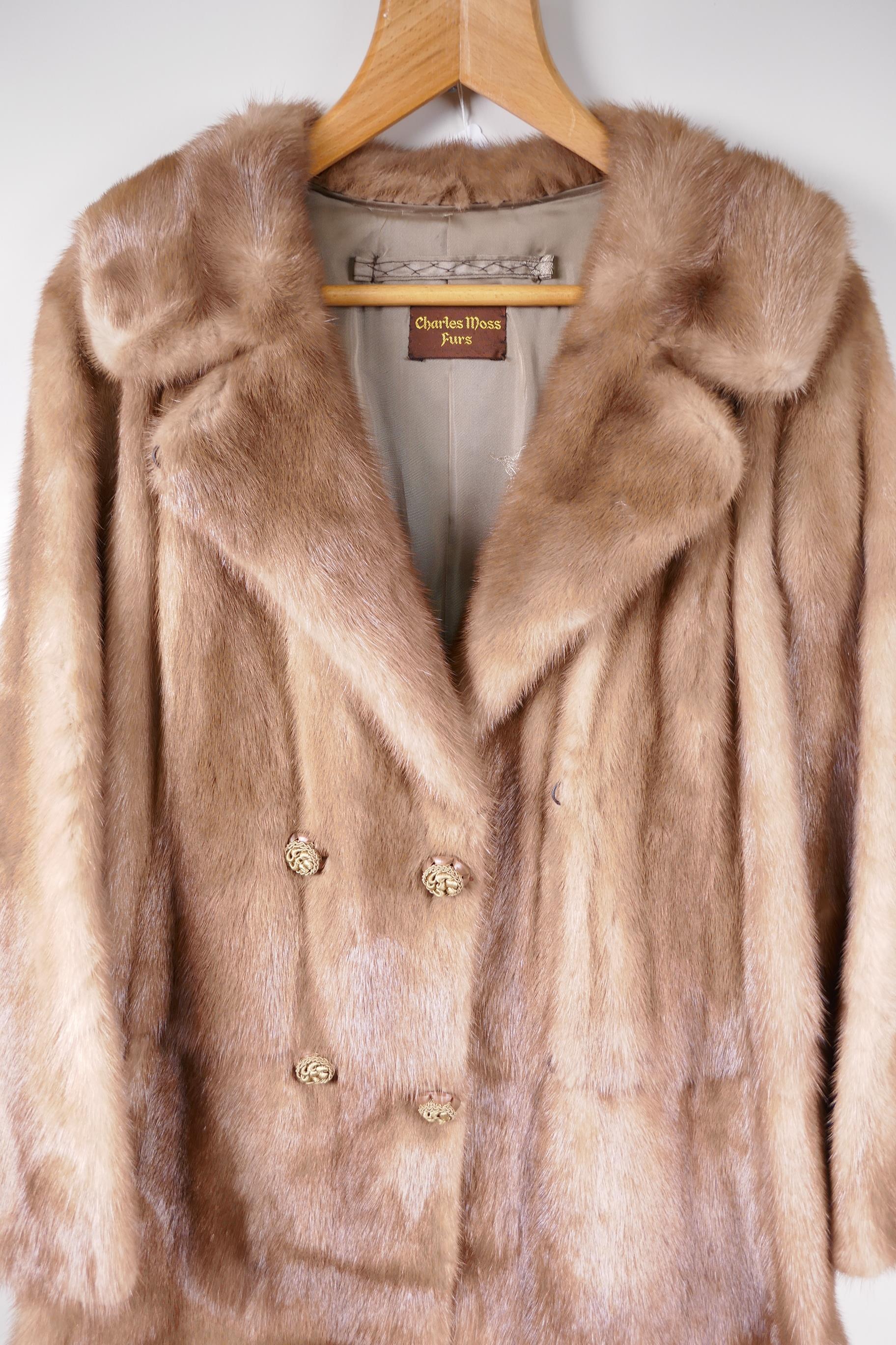 A lady's full length fur coat (mink), from Charles Moss Furs, approximate size 14, 43" long - Image 2 of 3