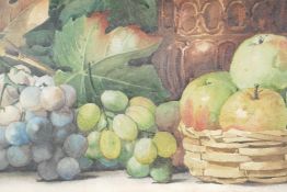 Arthur Dudley, still life with fruit, watercolour, 29½" x 10½"