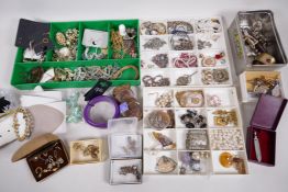 A quantity of costume jewellery including silver and gold