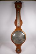 A C19th mahogany banjo barometer, with silvered dial, inscribed D.Fagoli, 11 Brooke Street, Holborn,