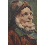 W.A. Carr, study of an old man in sou-wester, signed and dated 1890, watercolour, 5"x 4"