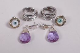 Three pairs of lady's silver earrings