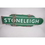 A vintage British Rail station sign for Stoneleigh station, A/F, 36" long