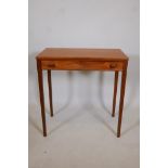 A mid C20th teak single drawer side table, 27" x 14", 28" high
