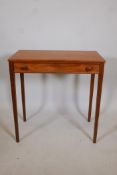 A mid C20th teak single drawer side table, 27" x 14", 28" high