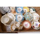 A collection of decorative cabinet cups and saucers, mainly C19th English