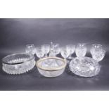 A cut glass rose bowl together with 'Royal Brierley' - four cut glass brandy balloons, 6 port