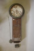 A C19th mahogany cased tavern clock, the 17" painted wood dial with Roman numerals, inscribed