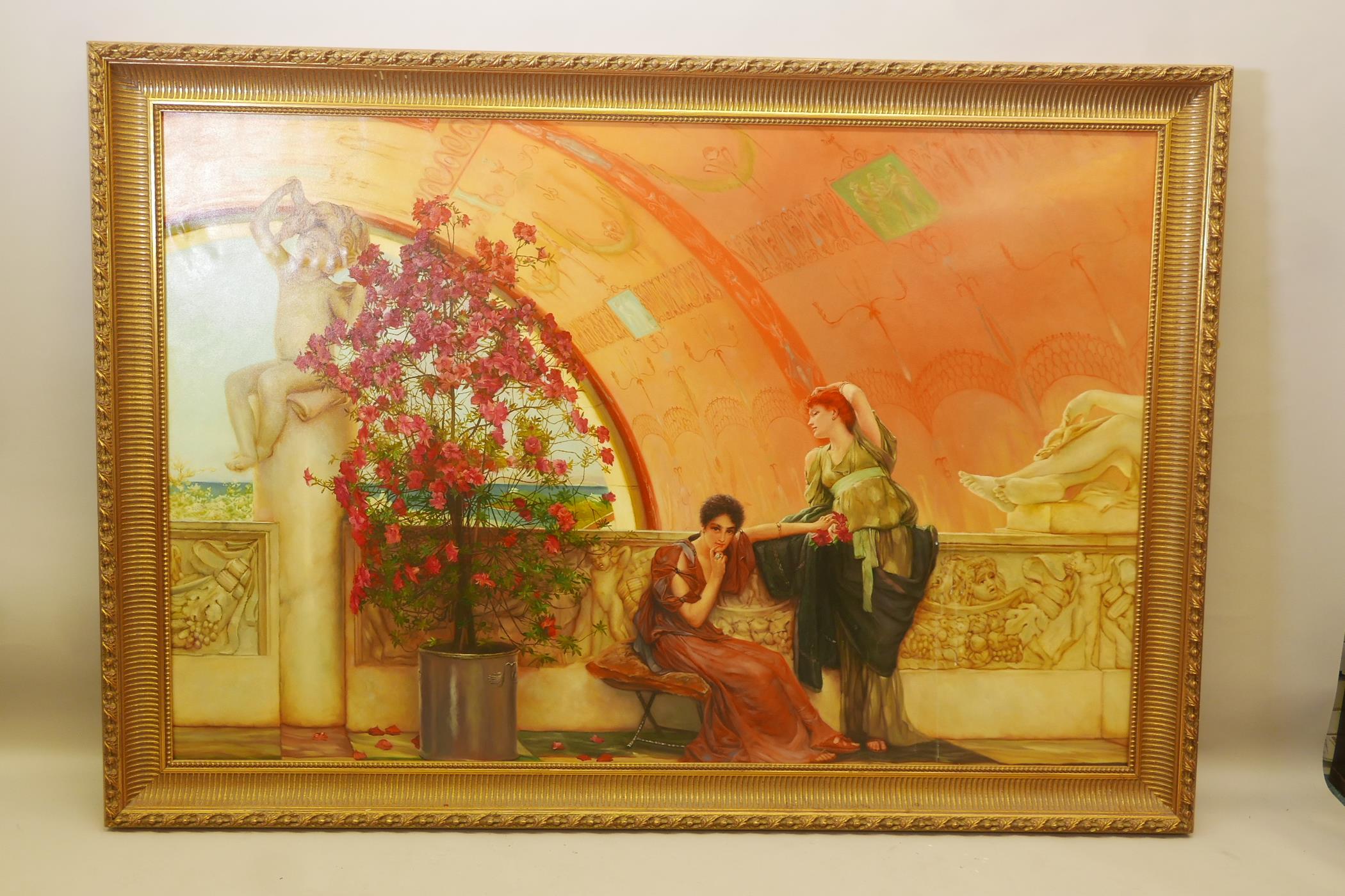 In the manner of Sir Lawrence Alma-Tadema, unconscious rivals, late C20th, unsigned, in a gilt - Image 6 of 7