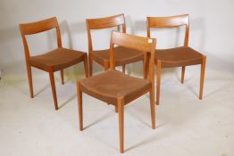 Four mid C20th Swedish Troeds 'Kontiki' teak dining chairs, designed by Yngve Ekstrom, marked to