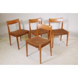 Four mid C20th Swedish Troeds 'Kontiki' teak dining chairs, designed by Yngve Ekstrom, marked to