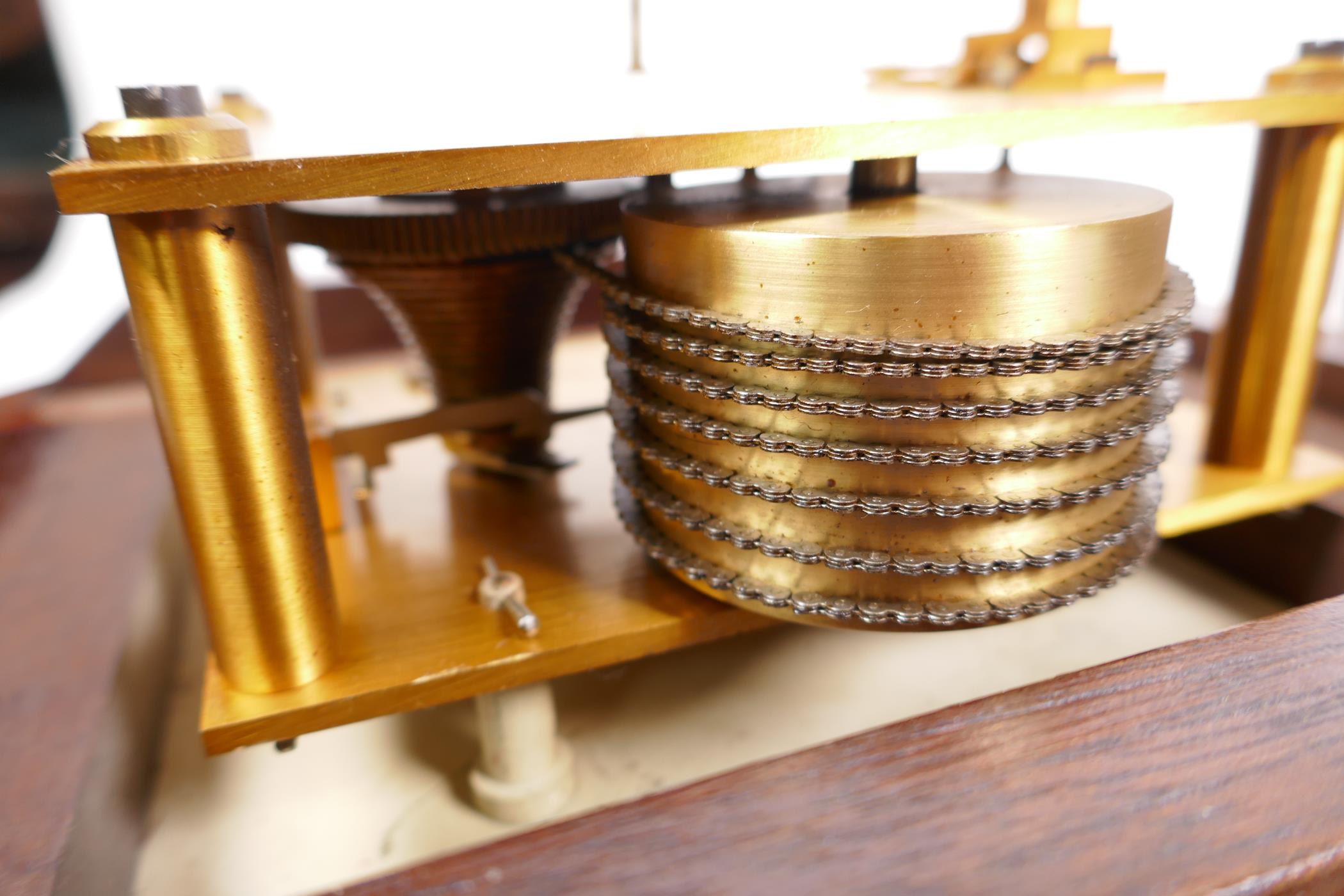 A C20th circular wall clock with single train fusee movement, the dial with Royal ER crest and - Image 5 of 6