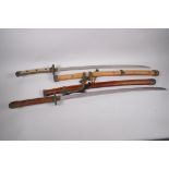 Two replica Samurai swords, 35½" long