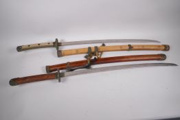 Two replica Samurai swords, 35½" long