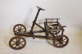 A child's vintage wood go-cart, 40" x 26" high