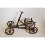 A child's vintage wood go-cart, 40" x 26" high