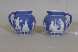 A pair of Wedgwood Jasperware style jugs, 3" high