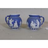 A pair of Wedgwood Jasperware style jugs, 3" high