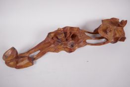 A Chinese carved wood ruyi, 15½" long