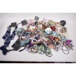A quantity of costume jewellery, bangles, beads and necklaces