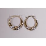 A pair of bonded gold 925 silver hoop earrings