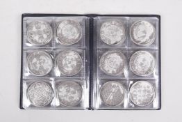 A coin collector's wallet containing a collection of Chinese facsimile (replica) coinage (60), coins