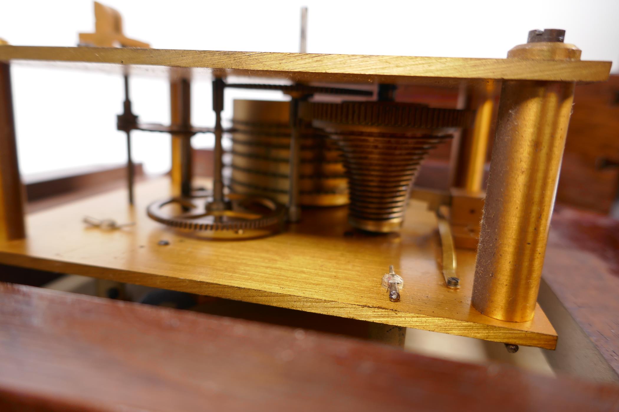 A C20th circular wall clock with single train fusee movement, the dial with Royal ER crest and - Image 6 of 6